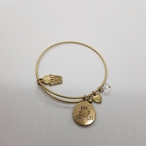 expandable gold tone bangle basketball charms - Picture 2 of 2